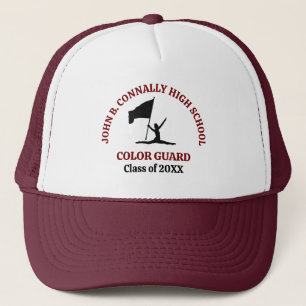 Personalisierte Maroon High School Color Guard Truckerkappe