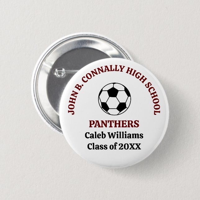 Personalisierte Maroon High School Fußballmannscha Button (Vorne & Hinten)