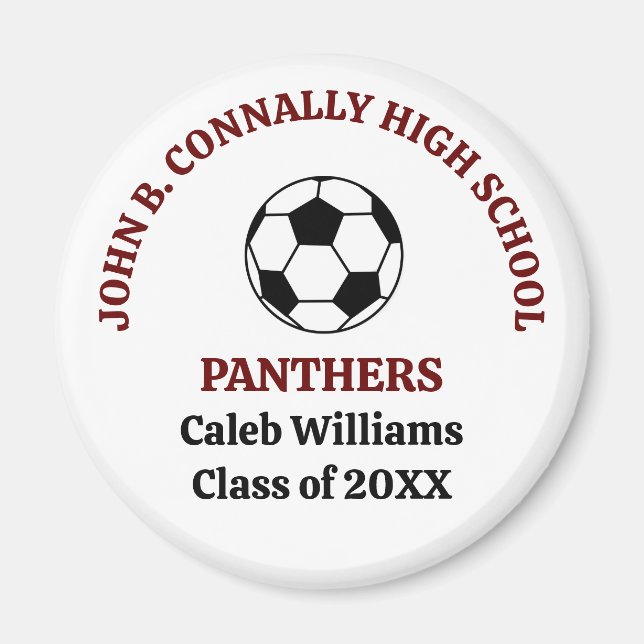 Personalisierte Maroon High School Fußballmannscha Magnet (Vorne)