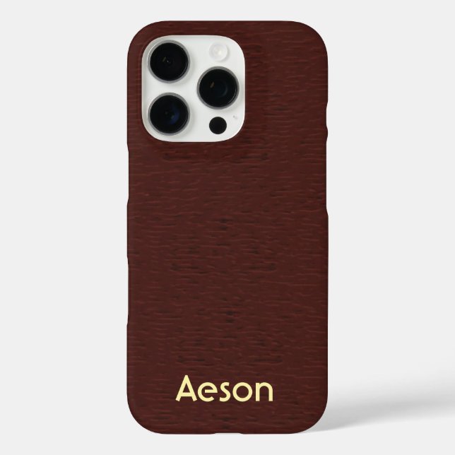 Personalisierte Maroon-Leder-ähnliche Textur iPhone 16 Pro Hülle (Rückseite)
