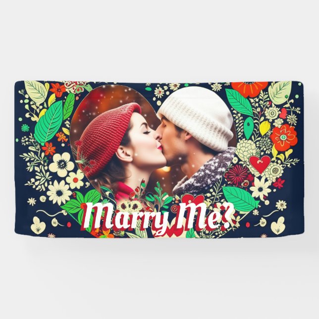 Personalisierte Marry Me Blumental Heart Frame Fot Banner (Horizontal)