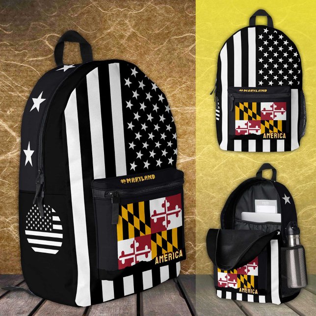 Personalisierte Maryland-Flaggentasche, amerikanis Bedruckter Rucksack (Von Creator hochgeladen)