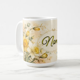 Personalisierte März-Geburtsblume Narzisse Kaffeetasse