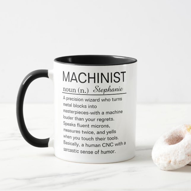 Personalisierte Maschinenbauer-Definition Tasse (Mit Donut)