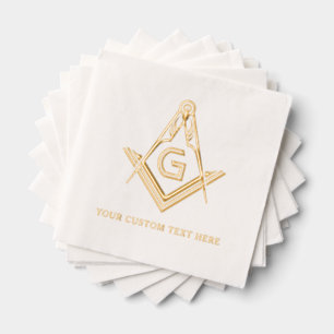 Personalisierte Masonic Square und Compass Real Go Servietten Mit Folie