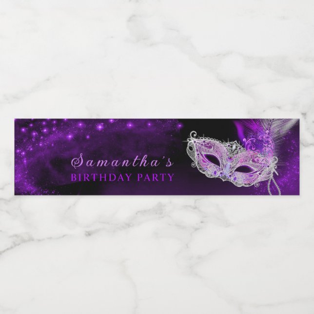 Personalisierte Masquerade Party Wasserflasche (Einzelnes Label)