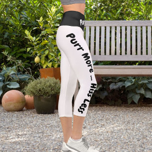 Personalisierte, maßgeschneiderte, weiße Hochwaist Capri Leggings