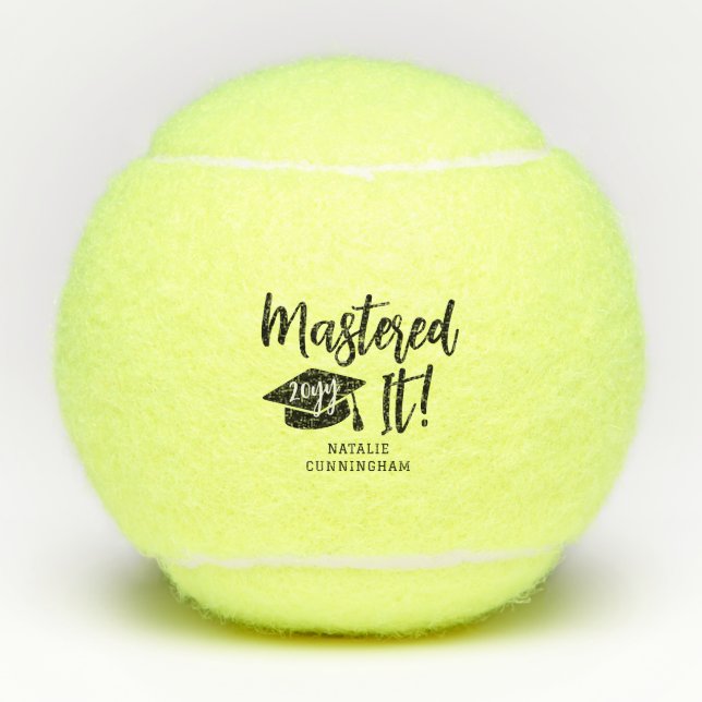 Personalisierte Master-Grad-Abschluss meistert es Tennisbälle (Vorderseite)