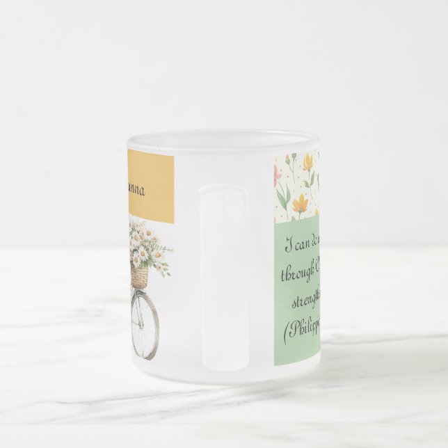 Personalisierte Mattierte Glass-Tasse - Blumenrad Mattglastasse (Henkel)