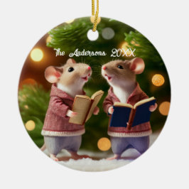 Personalisierte Mäuse singen ein Carol Keramik Ornament