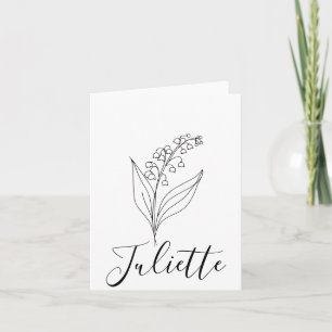 Personalisierte May Lily of the Valley Birth Blume Dankeskarte