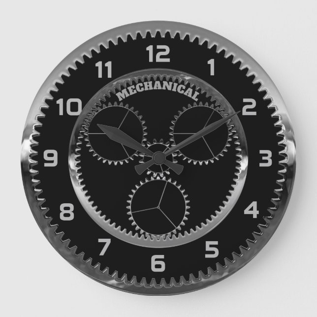 Personalisierte mechanische Zahnraddruck Große Wanduhr (Vorderseite)
