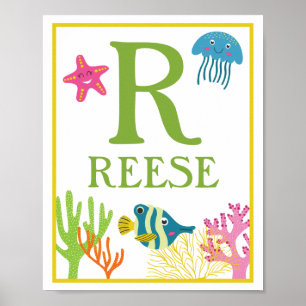 Personalisierte Meereskreaturen Kinder Kunst Druck Poster