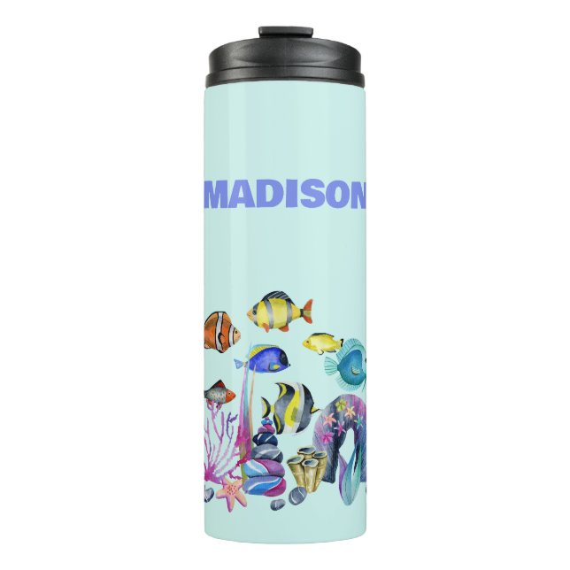 Personalisierte Meereslebenslandschaft Thermosbecher (Vorderseite)