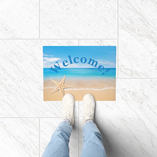 Personalisierte Meerestrand-Willkommensmatte Fußmatte (Indoor)