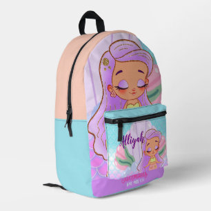 Personalisierte Meerjungfrau Azure/Orange Bedruckter Rucksack