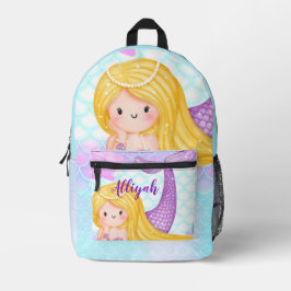 Personalisierte Meerjungfrau Bedruckter Rucksack