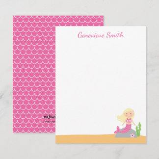 Personalisierte Meerjungfrau | Blonde Rosa Einladung