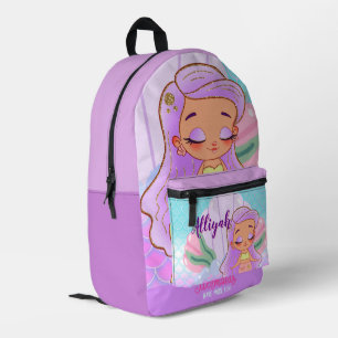 Personalisierte Meerjungfrau Lavendel Bedruckter Rucksack