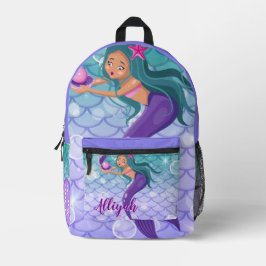 Personalisierte Meerjungfrau Lila Bedruckter Rucksack