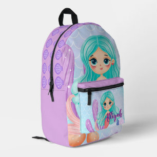 Personalisierte Meerjungfrau Pastell-Lavendel Bedruckter Rucksack