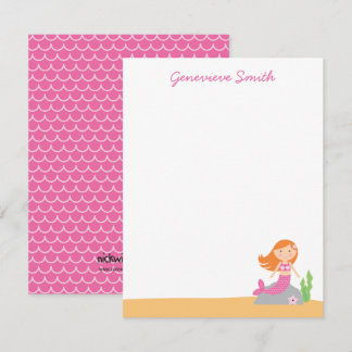 Personalisierte Meerjungfrau | Rotes Haar | Rosa Einladung