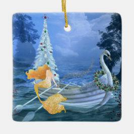 Personalisierte Meerjungfrau, Schwanenboot und Wei Keramikornament