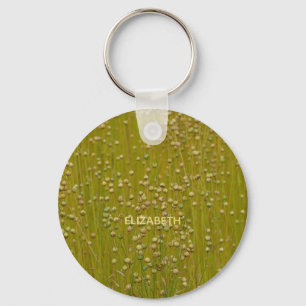 Personalisierte mehrfarbige grüne Florals Schlüsselanhänger