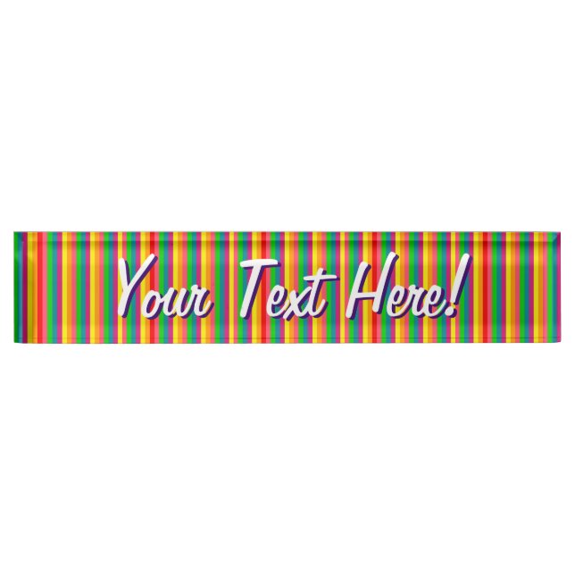 Personalisierte mehrfarbige Regenbogenstreifen Namensplakette (Vorderseite)