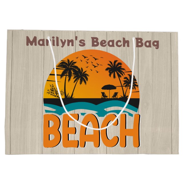 Personalisierte mehrfarbige Strandtasche Große Geschenktüte (Rückseite)