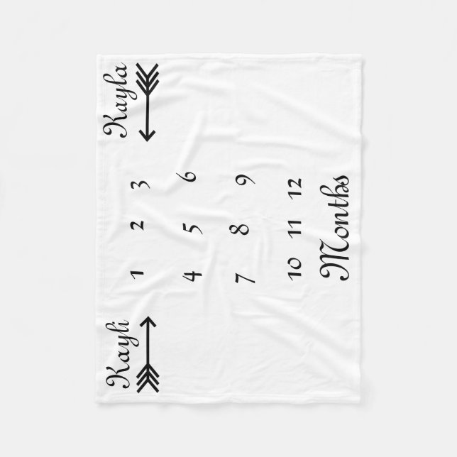 Personalisierte Meilenstein-Monats-Doppeldecke Fleecedecke (Vorderseite)