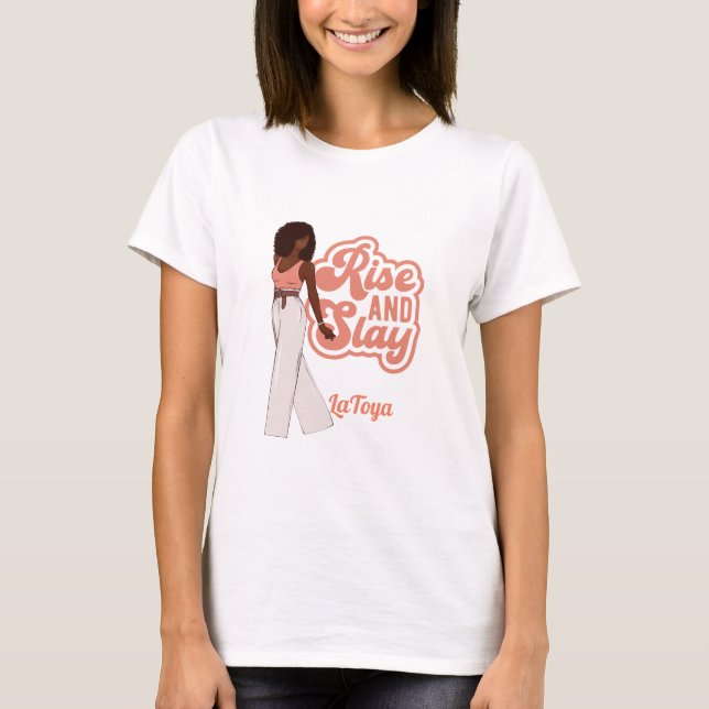 Personalisierte Melanin-Frau aufwecken T-Shirt (Vorderseite)