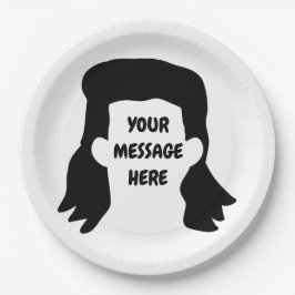 Personalisierte Meldung Funny Mullet Illustration Pappteller