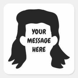Personalisierte Meldung Funny Mullet Illustration Quadratischer Aufkleber