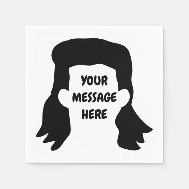 Personalisierte Meldung Funny Mullet Illustration Serviette (Vorderseite)