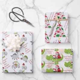 Personalisierte Meldungsvorlage Dinosaurier Weihna Geschenkpapier Set