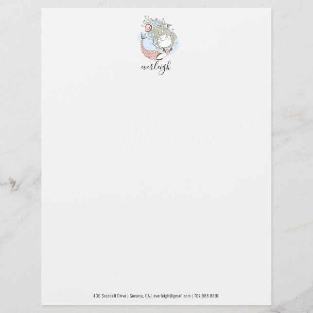Personalisierte Mermaid Kid's Stationery (Vorderseite)