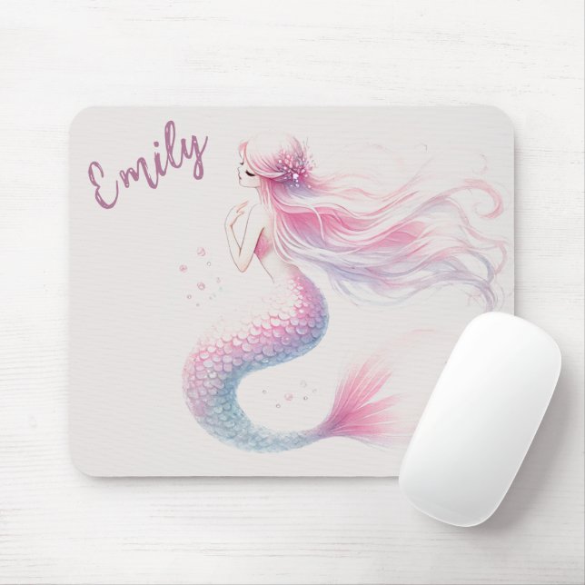 Personalisierte Mermaid Pink Mouse Pad Mousepad (Mit Mouse)