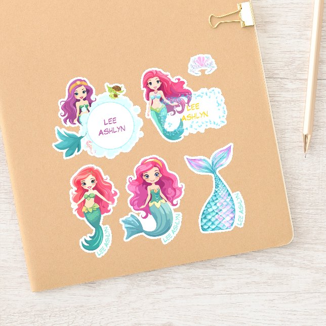 Personalisierte Mermaid-Unterwasserbezeichnung Aufkleber (Notizbuch)
