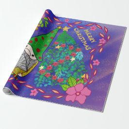 PERSONALISIERTE MERRY CHRISTMAS MIT GNOME XMAS TRE GESCHENKPAPIER
