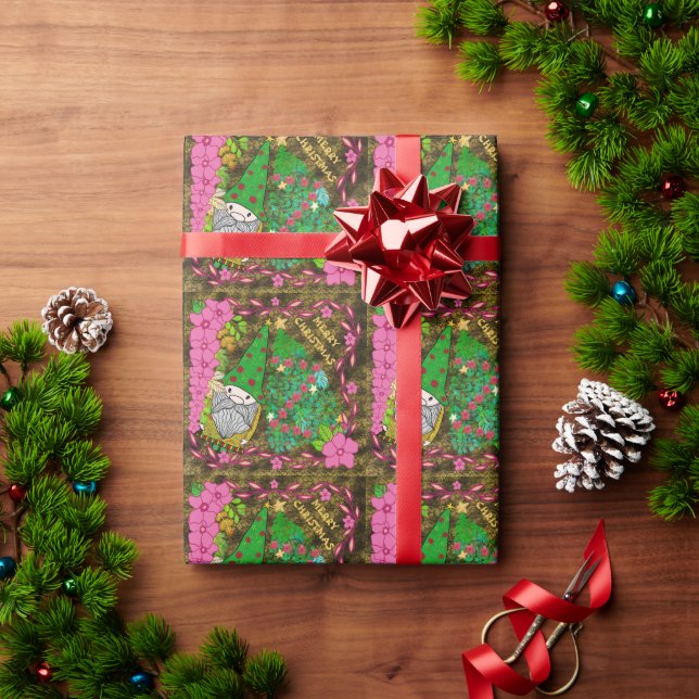 PERSONALISIERTE MERRY CHRISTMAS MIT GNOME XMAS TRE GESCHENKPAPIER (Feiertagsgeschenk)