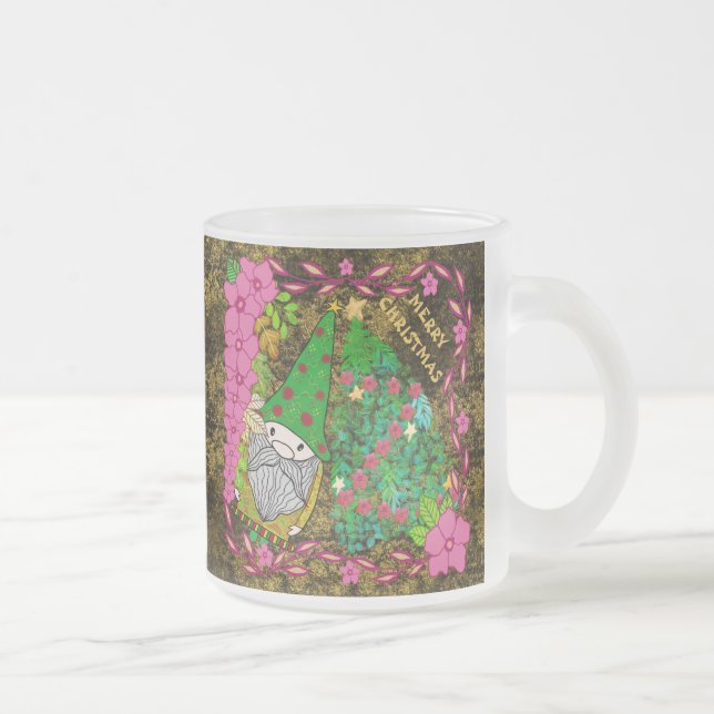 PERSONALISIERTE MERRY CHRISTMAS MIT GNOME XMAS TRE MATTGLASTASSE (Rechts)