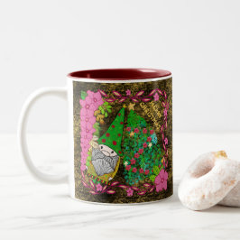 PERSONALISIERTE MERRY CHRISTMAS MIT GNOME XMAS TRE ZWEIFARBIGE TASSE