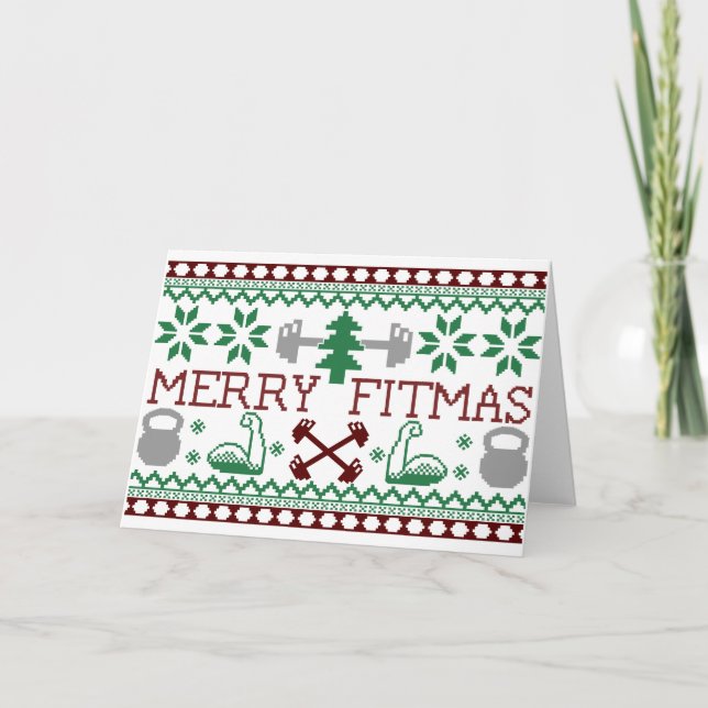 Personalisierte "Merry Fitmas"-Karte für Gym Fanat Karte (Vorderseite)