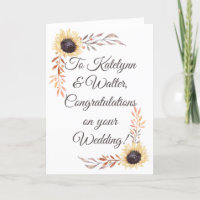 Personalisierte Message Sunflower Wedding Card