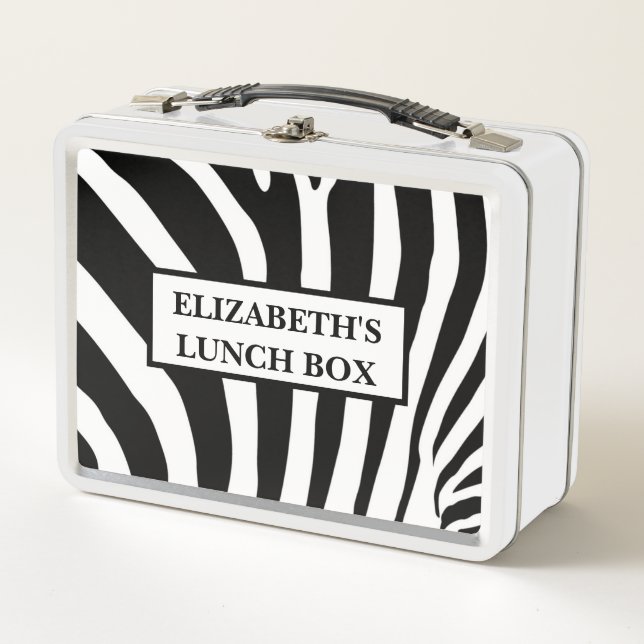 Personalisierte Metal Lunch Box - Zebra Print (Vorderseite)
