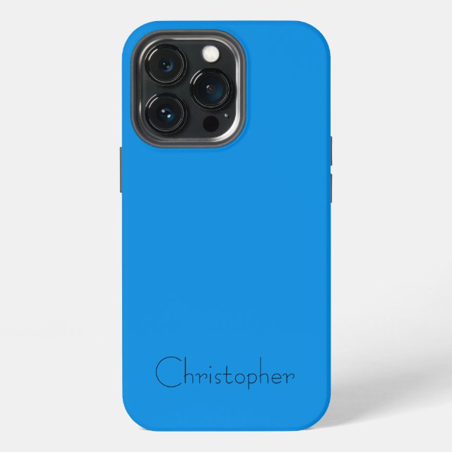 Personalisierte Metallic hellblau Radialtextur iPhone 13 Pro Hülle (Hinten)