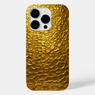 Personalisierte Metallic Titan Gold Radialtextur Case-Mate iPhone 14 Pro Hülle