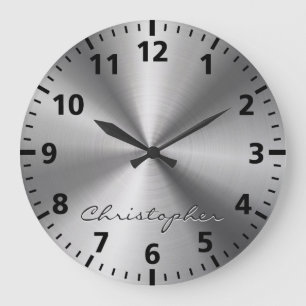 Personalisierte metallische Radialbeschaffenheit Große Wanduhr
