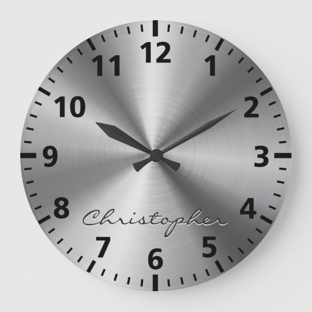 Personalisierte metallische Radialtextur Große Wanduhr (Vorderseite)